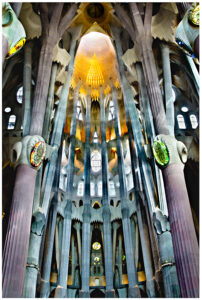 Main hall in the Sagrada Familia Cathedral in Barcelona