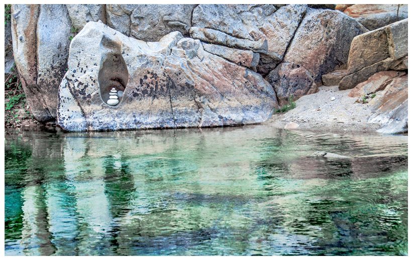 Special spot with karins in the rock by the Yuba River