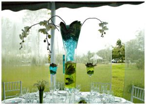Glass vase on a rainy day