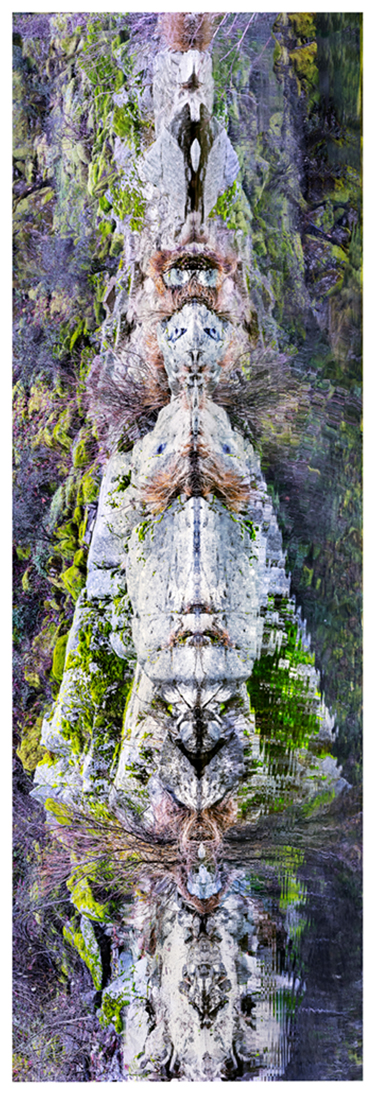 River rocks and reflections turned sideways/